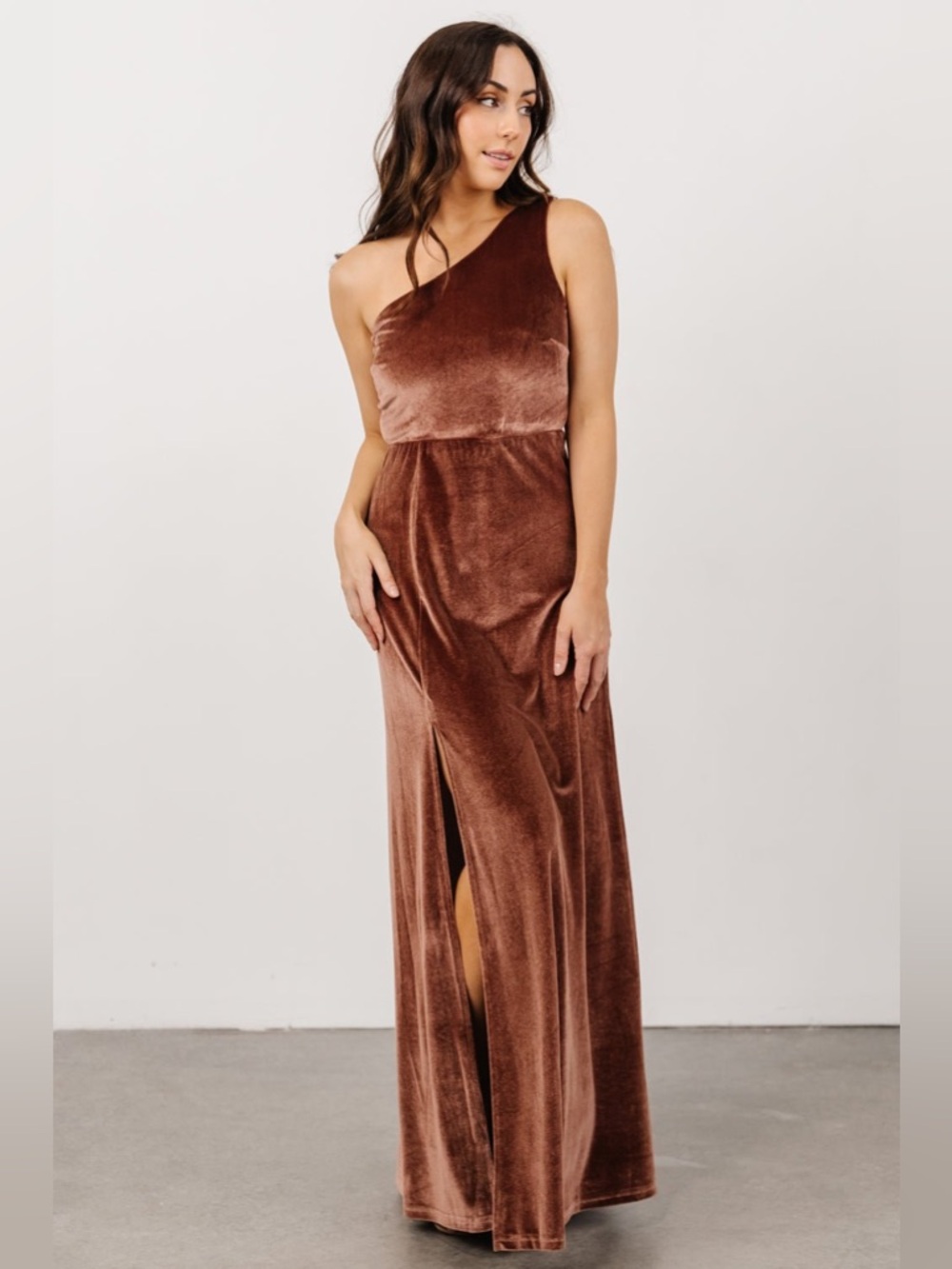 Baltic Born Tatiana Velvet One Shoulder Maxi Dress sz XL Desert Rose